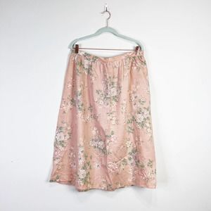Vintage Alfred Dunner pink floral midi skirt size 32 Size Large XL
